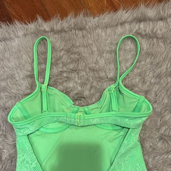 NWT Aerie one piece full coverage bright lime green lace upf 50 swimsuit - Picture 7 of 7